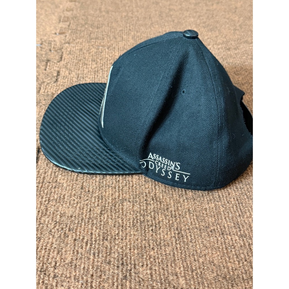 Assassins Creed Odyssey Black Snapback Hat Spartan Logo Carbon Fiber Brim Cap - Picture 2 of 10